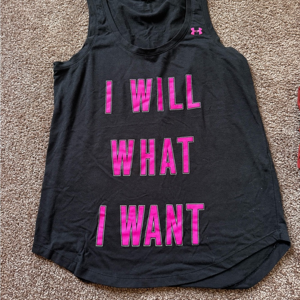 Women’s Under Armour Black Tank Top with Pink Text small